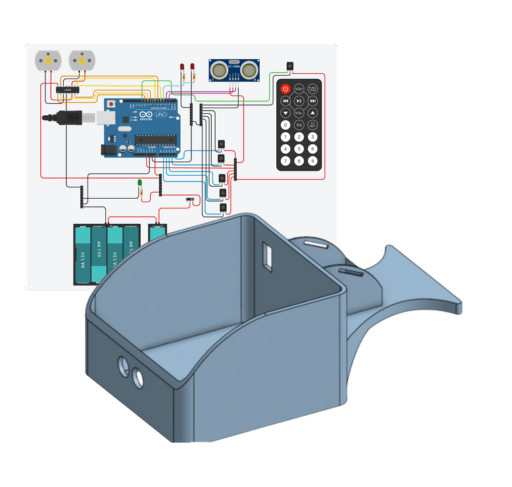 CAD model and circuit diagram